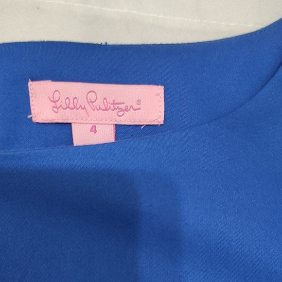 Lilly Pulitzer Blue Sheath Dress with Bateau Neckline and Long Sleeves - Picture 2 of 11